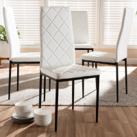 Baxton Studio 112157-4-White Blaise Modern and Contemporary White Faux Leather Upholstered Dining Chair (Set of 4)
